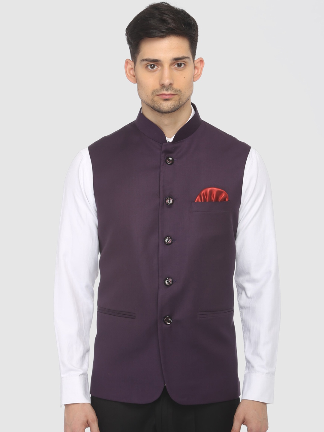 

FAVOROSKI Woven Slim-Fit Nehru Jacket, Purple