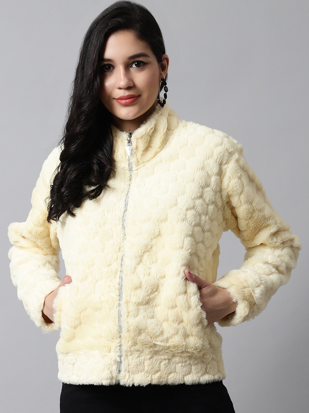 

Gallus Women Front Open Acrylic Sweater, Yellow