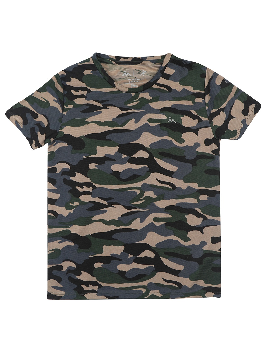 Masculino Latino Boys Camouflage Printed T-shirt, Green