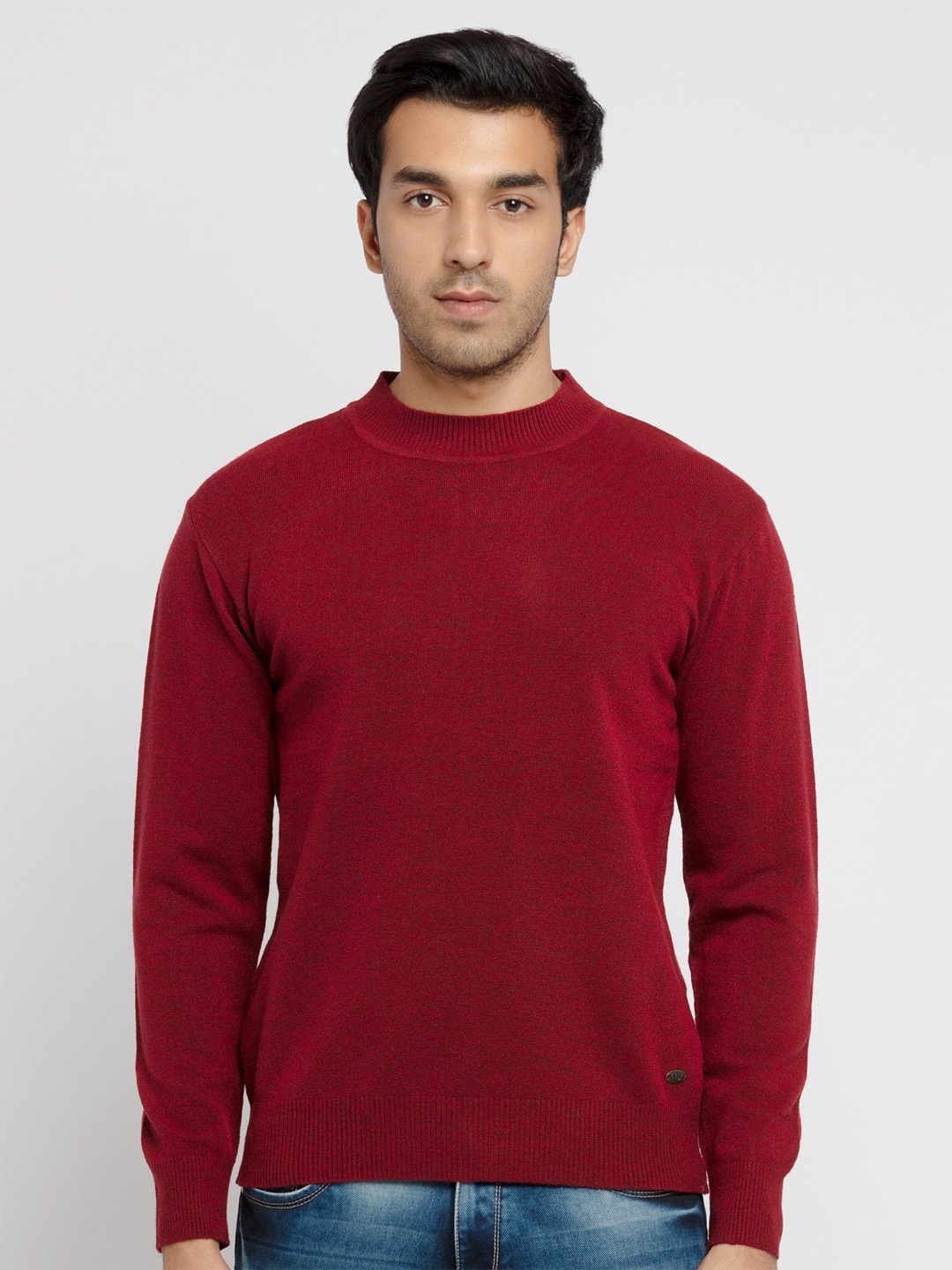 

Status Quo Men Maroon Round Neck Long Sleeves Acrylic Pullover