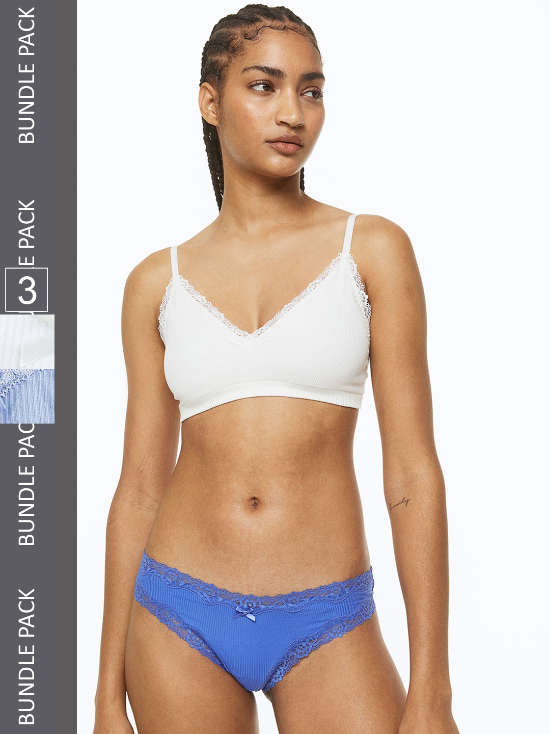 

H&M Women 3-Pack Brazilian Briefs, Blue