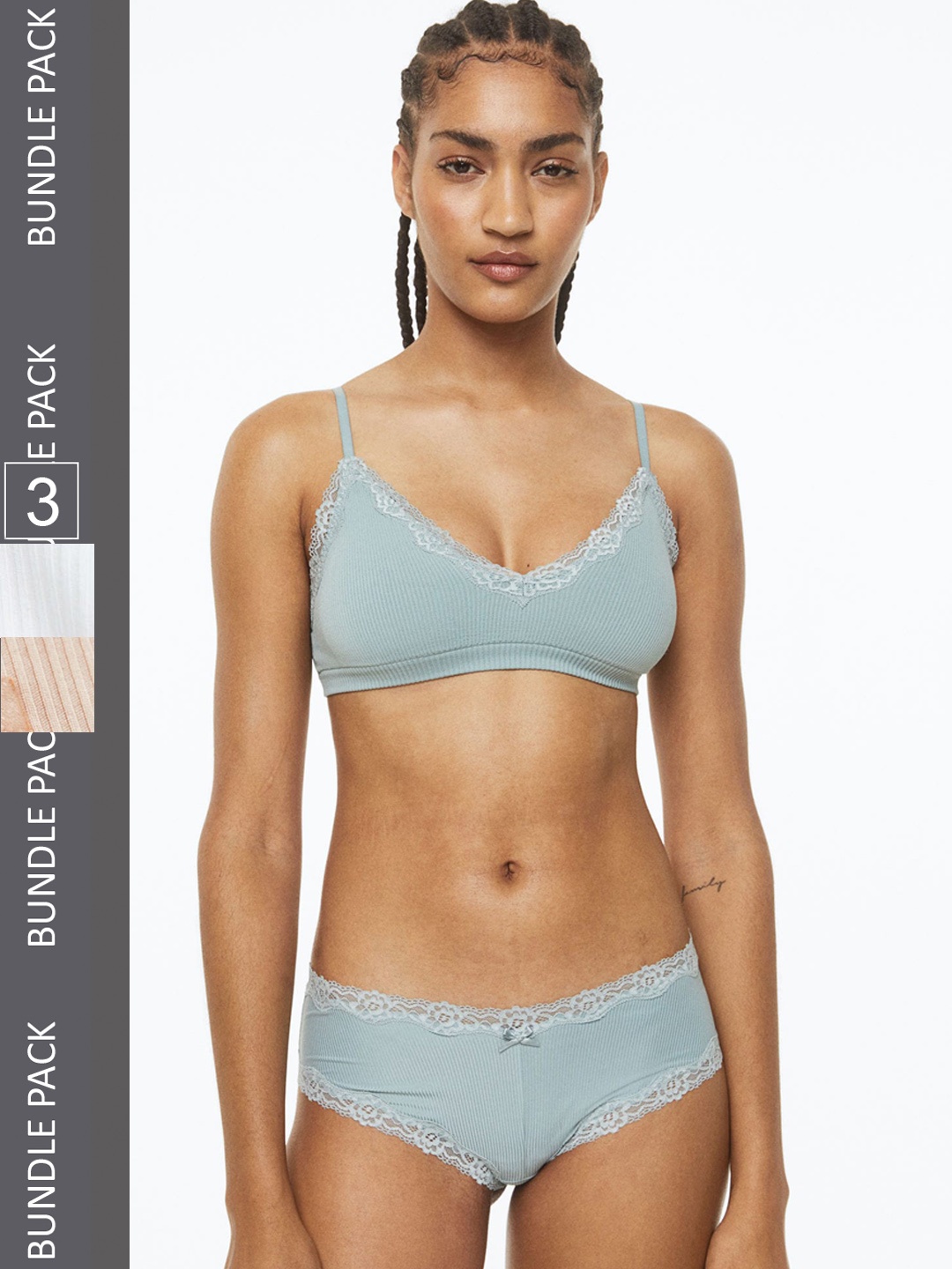 

H&M Women 3-Pack Hipster Briefs, Beige
