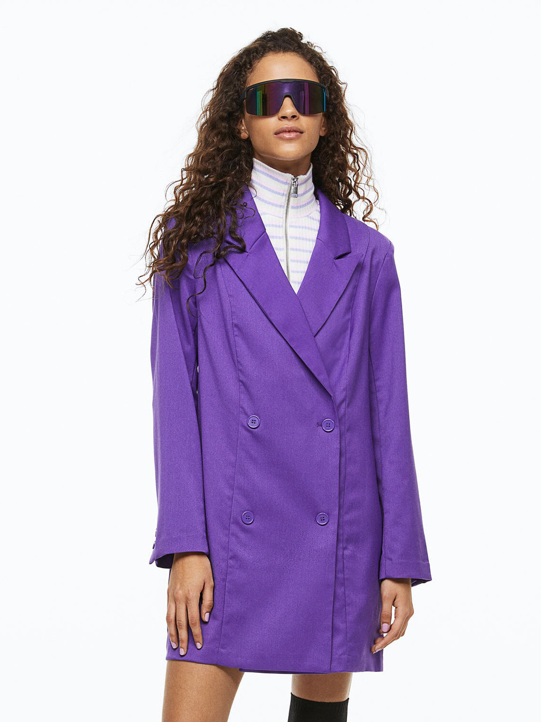 

H&M Double-Breasted Blazer Dress, Purple