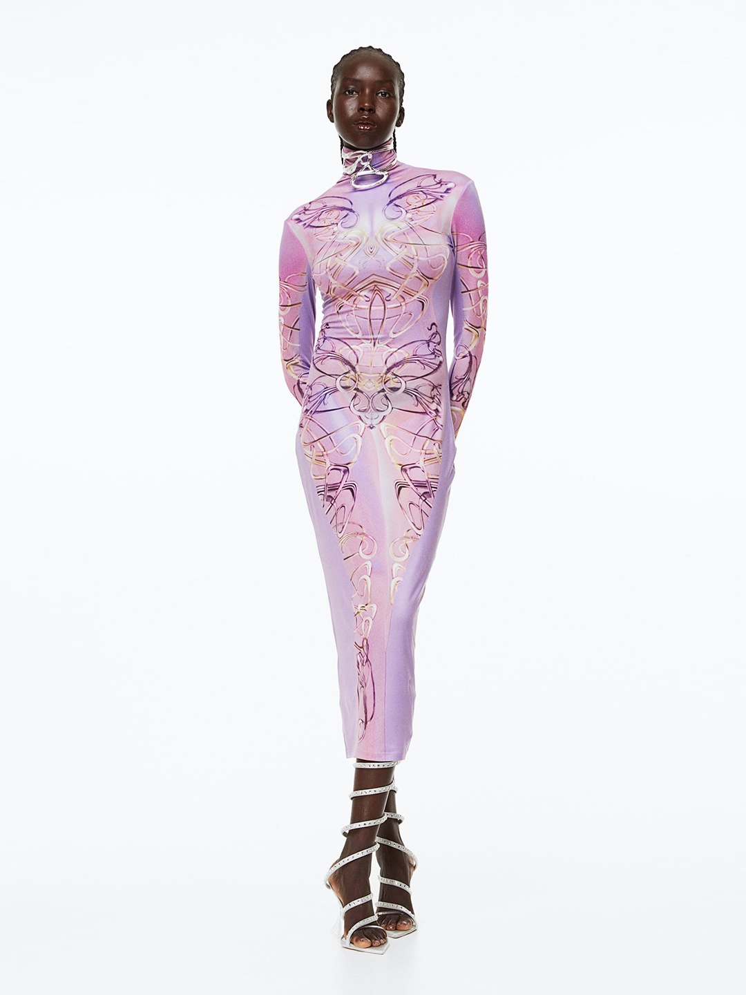 

H&M Women Patterned Bodycon Dress, Purple