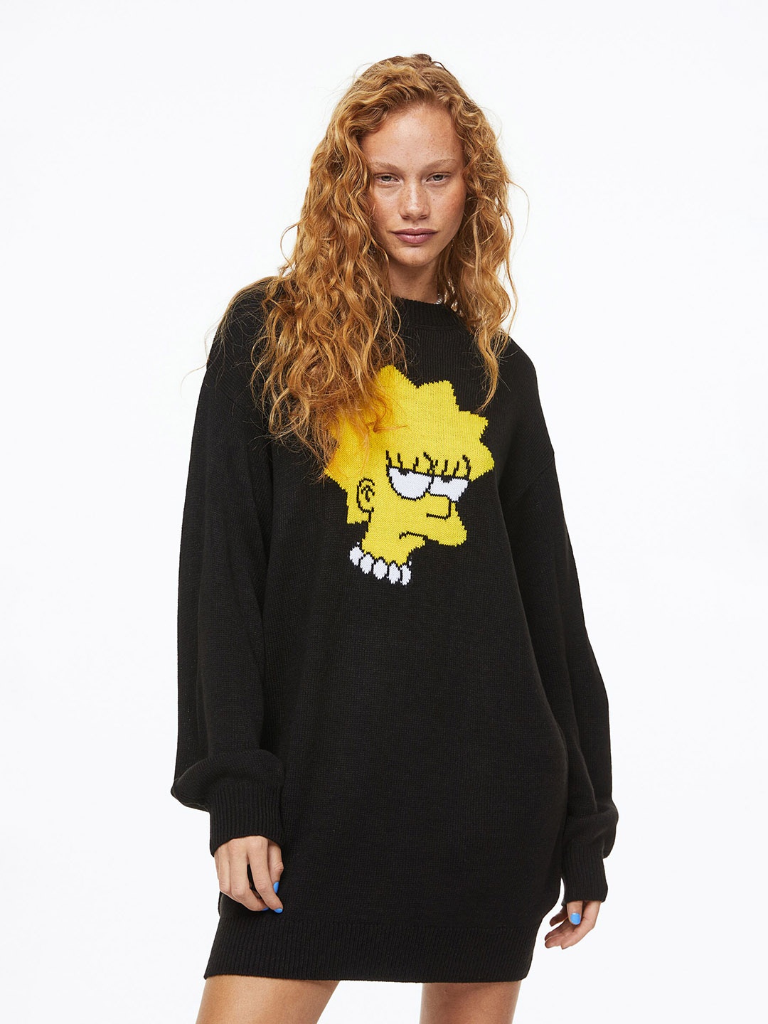 

H&M Women Oversized Jacquard-Knit Dress, Black