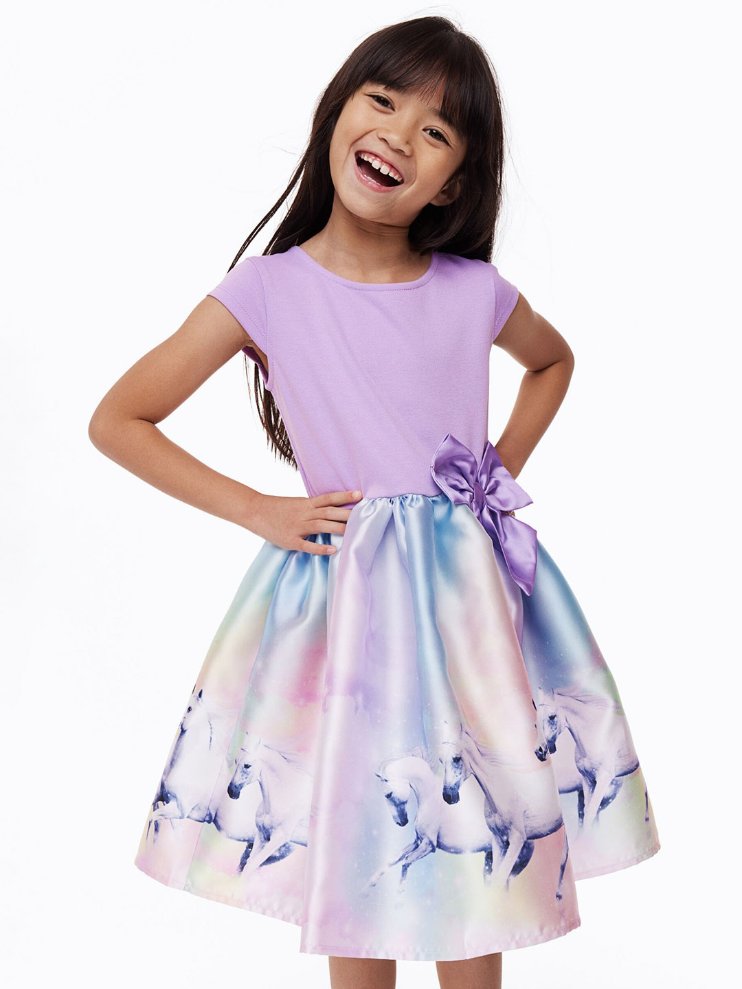 

H&M Girls Flared-Skirt Dress, Purple