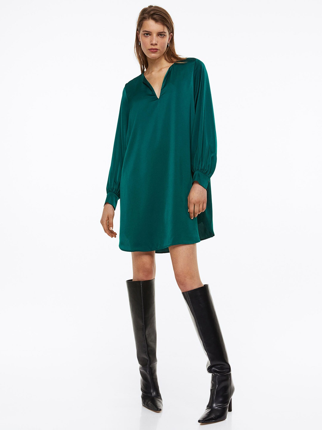 

H&M Women Satin Dress, Green