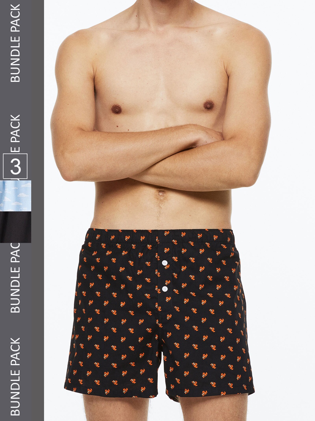 

H&M Men 3-Pack Woven Cotton Boxer Shorts 0652360022, Black