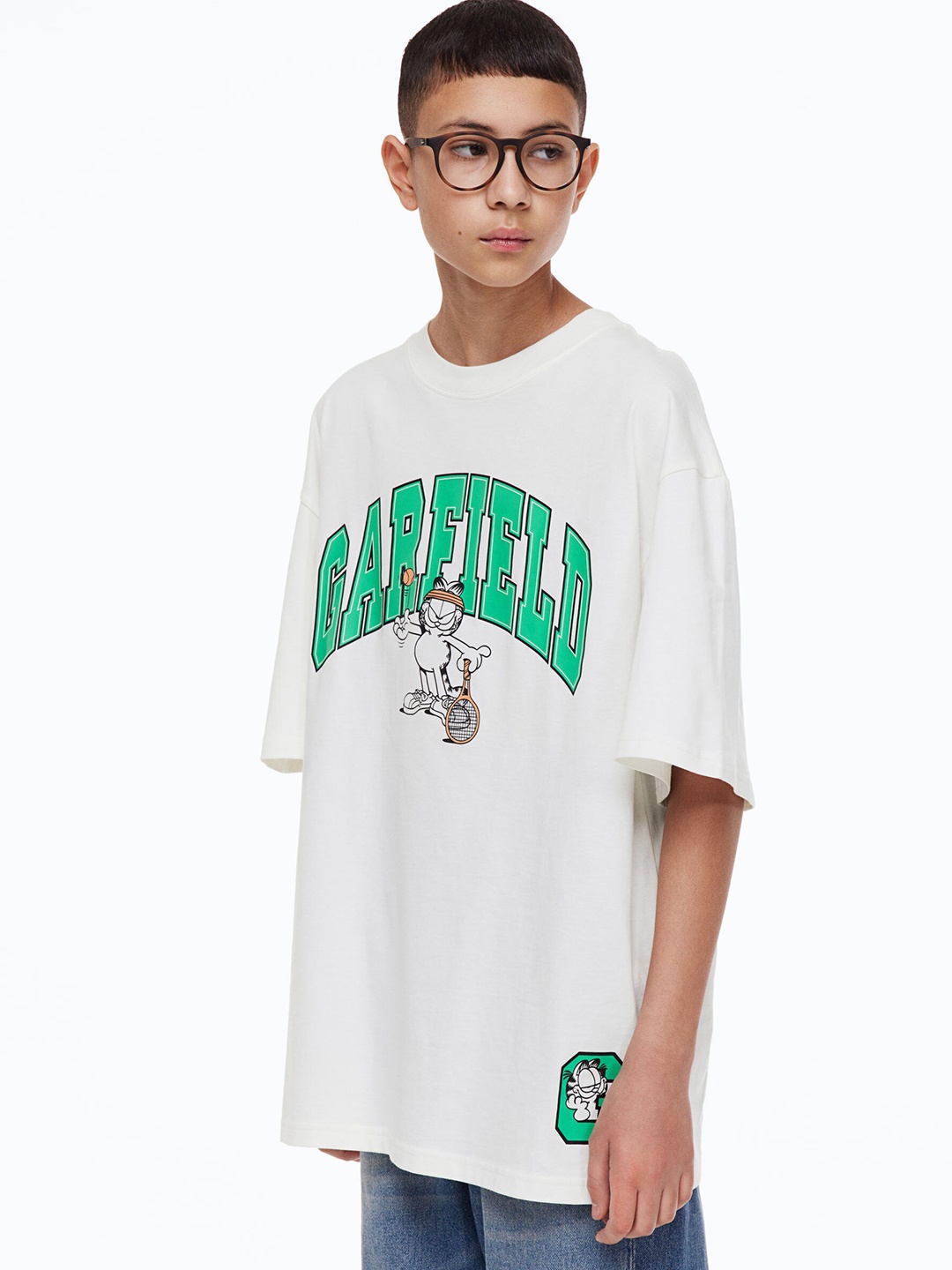 

H&M Boys Oversized Printed T-shirt, White