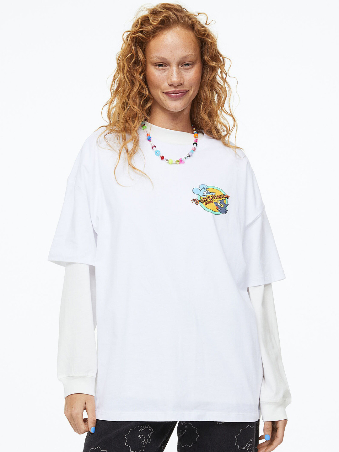 

H&M Women Oversized Printed T-shirt, White