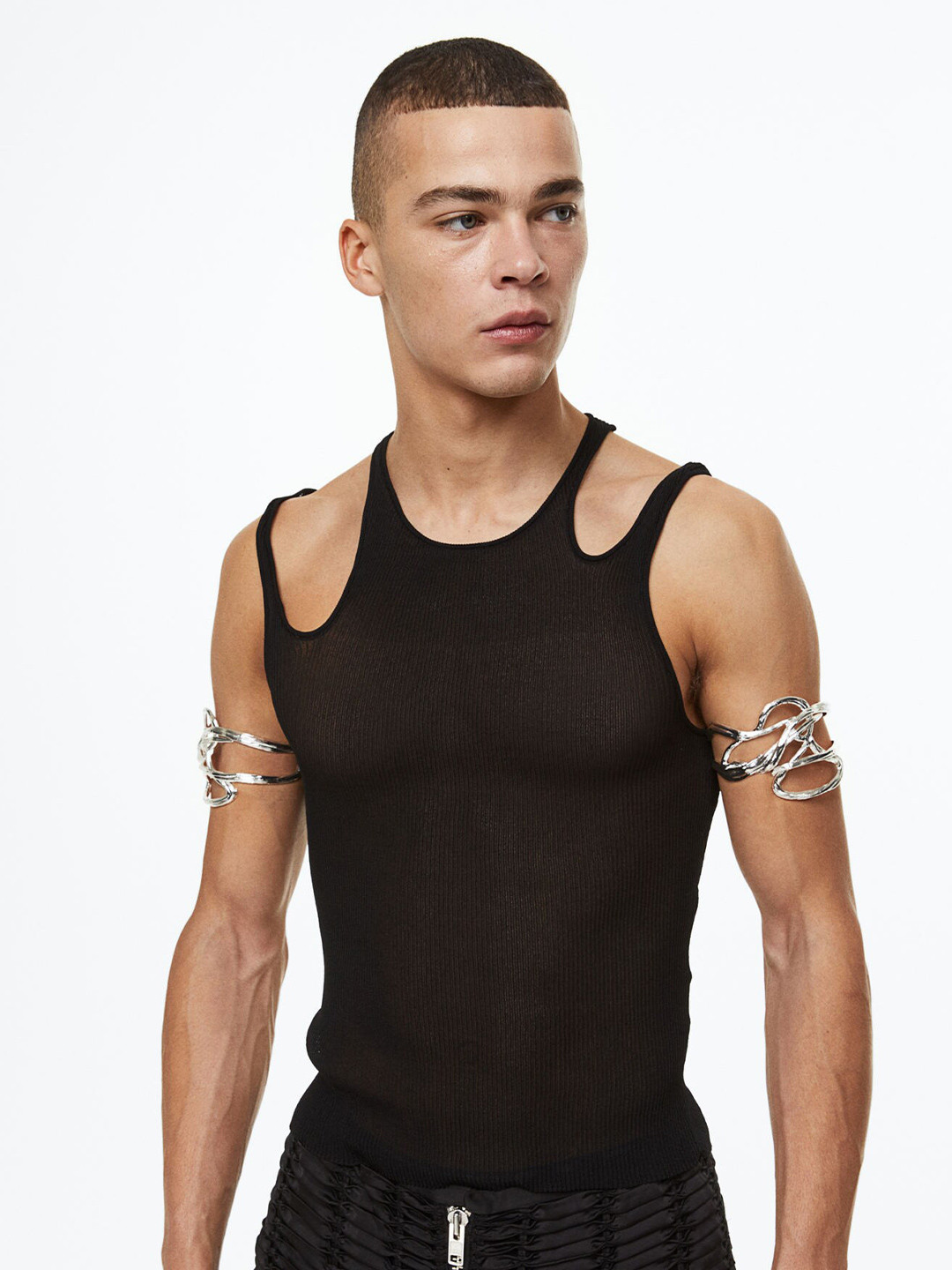 

H&M Men Cut-Out Vest Top, Black