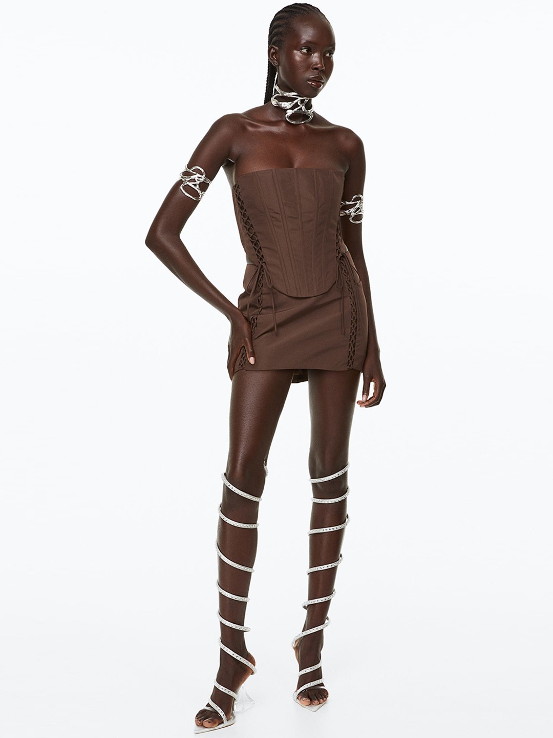 

H&M Women Mini Skirt, Brown