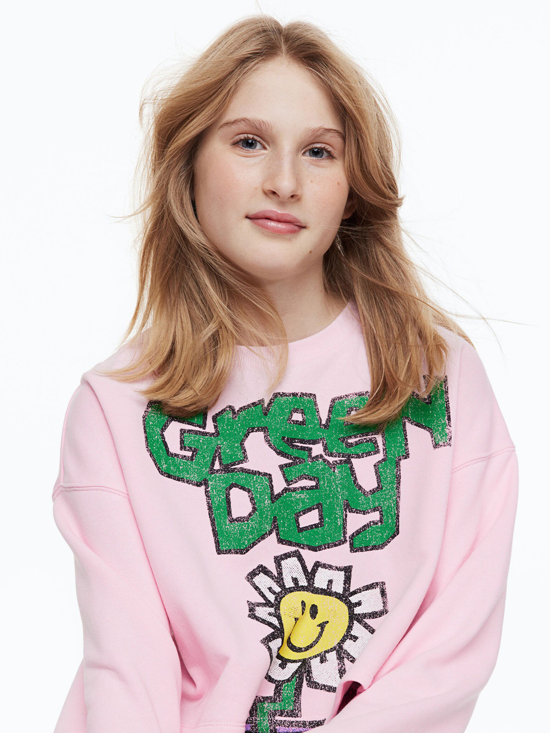 

H&M Girls Boxy-Style Printed Sweatshirt, Pink