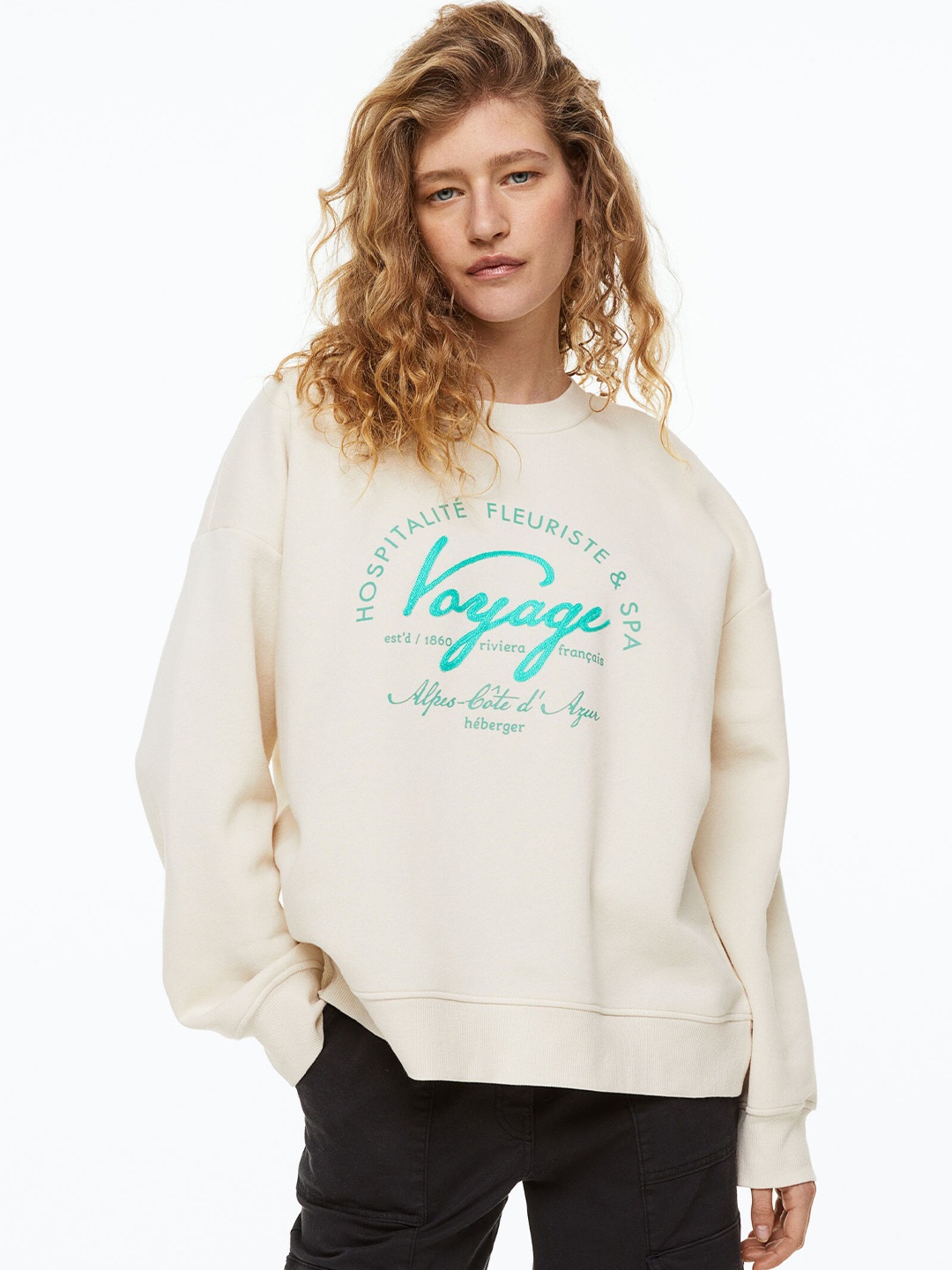 

H&M Women Crew-Neck Sweatshirt, Off white