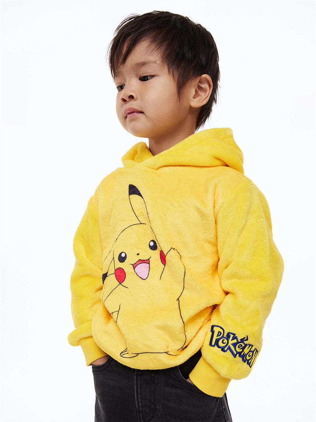 

H&M Boys Printed Pile Hoodie, Yellow