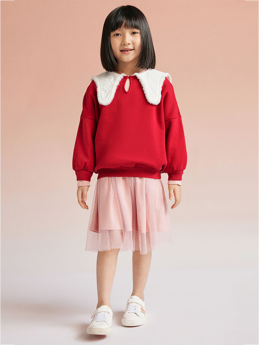 

H&M Girls Collared Sweatshirt, Red