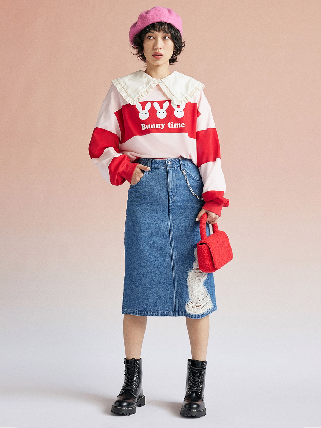 

H&M Women Motif-Detail Sweatshirt, Red