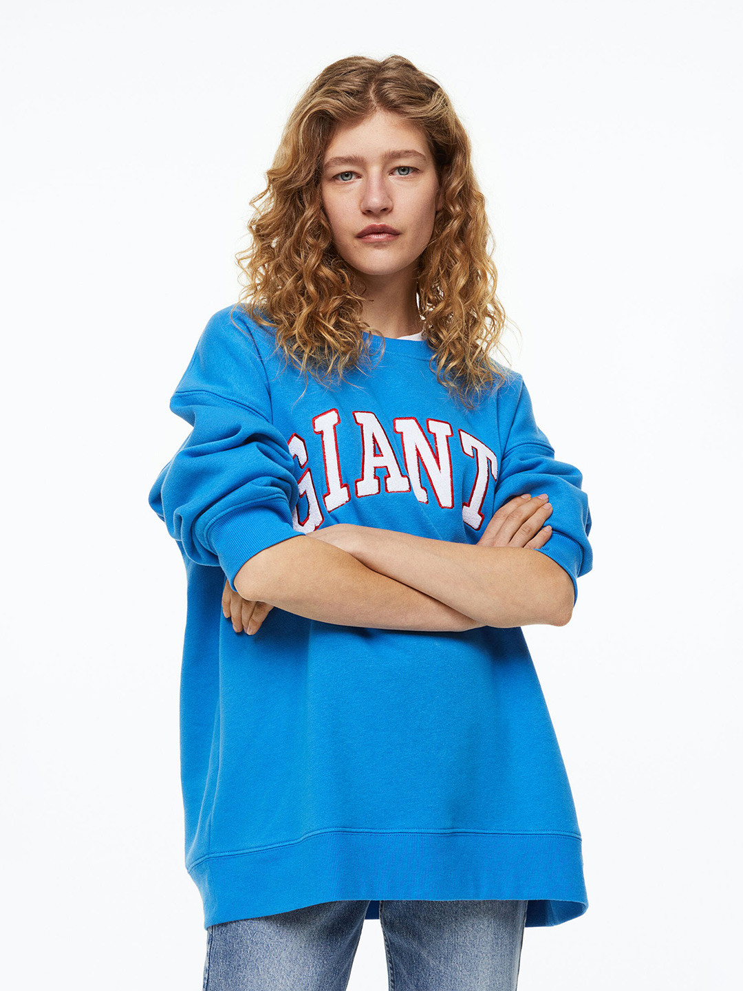 

H&M Women Oversized Sweatshirt, Blue