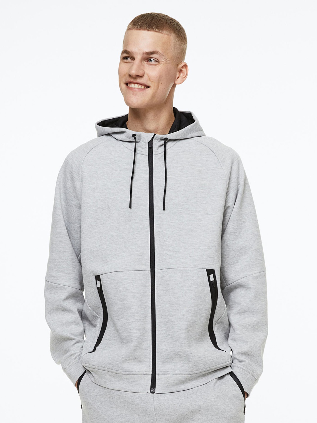 

H&M Men Sports Hoodie in DryMove, Grey
