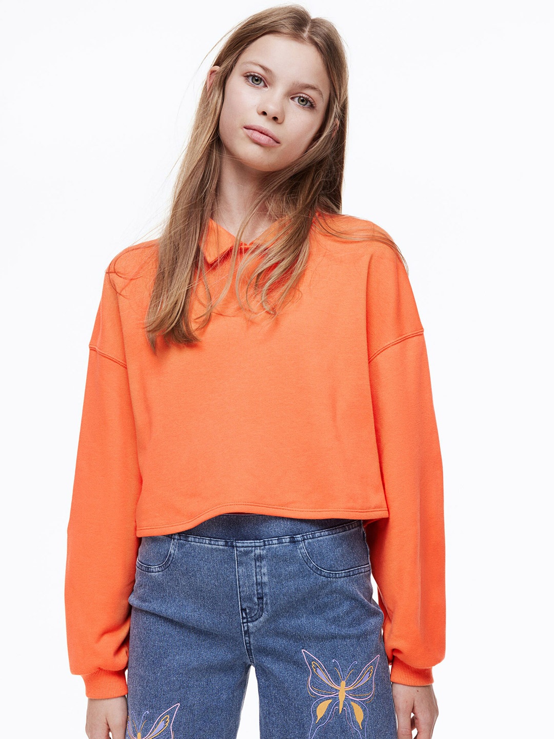 

H&M Girls Boxy-Style Sweatshirt, Orange