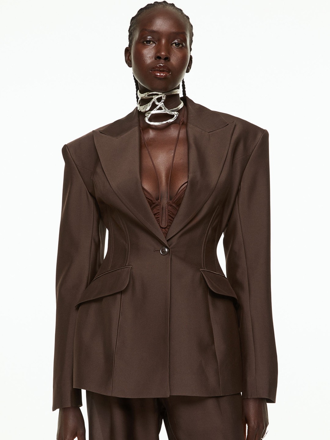 

H&M Women Naia Renew Hourglass Jacket, Brown