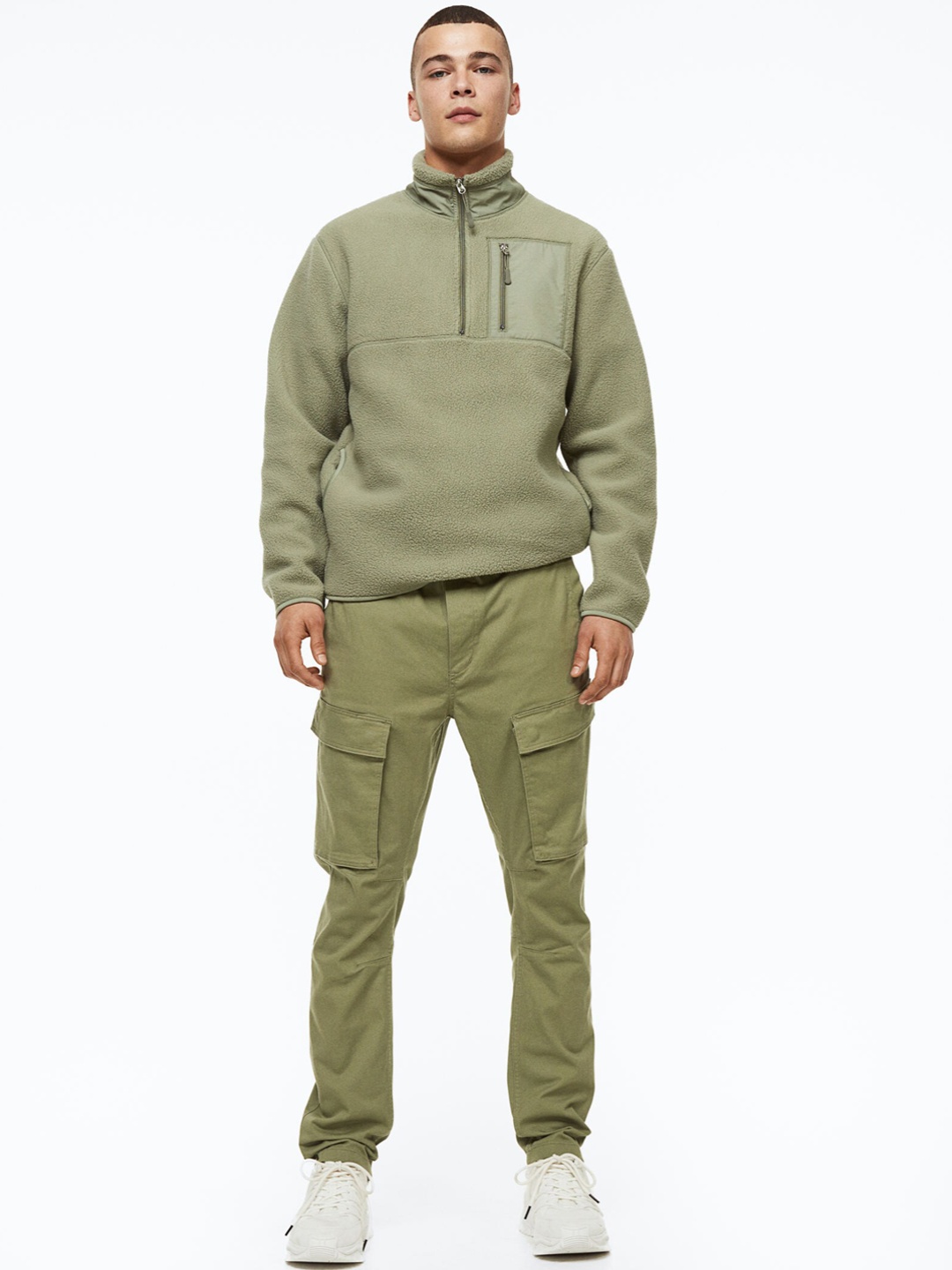 

H&M Men Skinny Fit Cargo Joggers, Olive