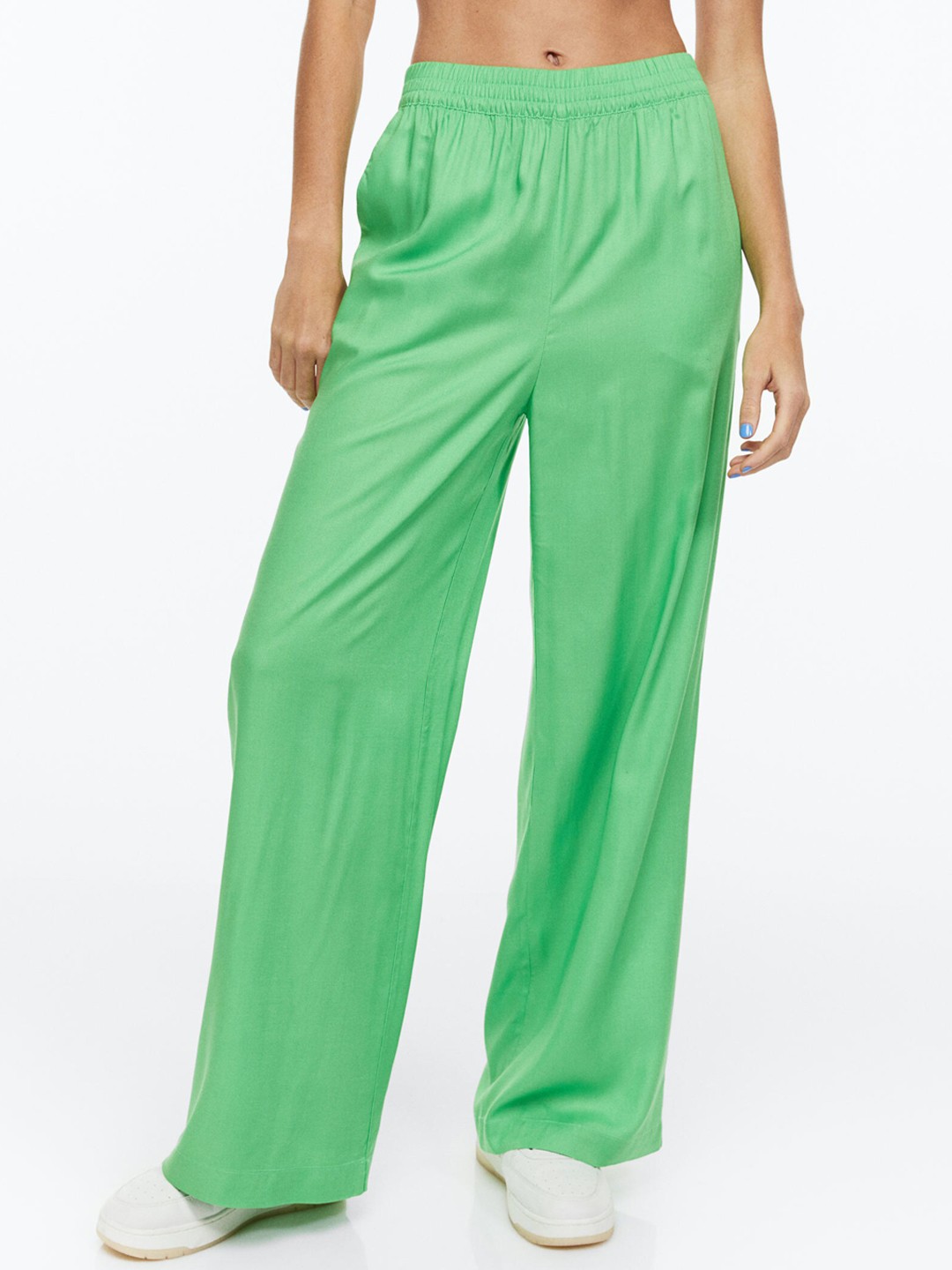 

H&M Women Wide Pull-on Trousers, Green