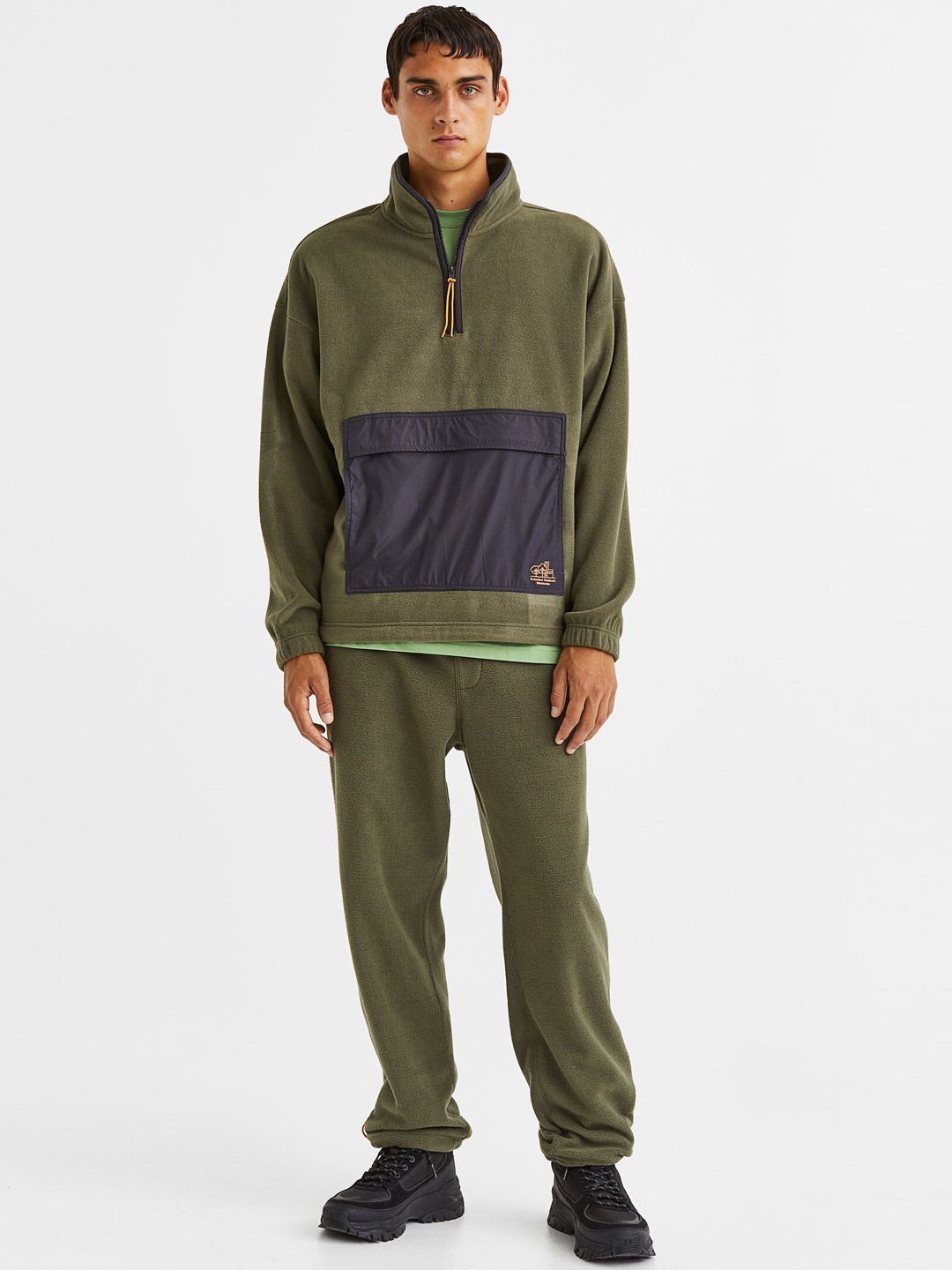 

H&M Men Relaxed Fit Fleece Joggers, Olive