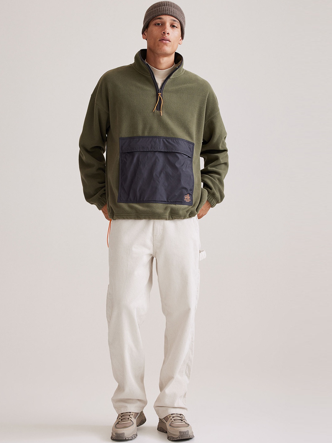 

H&M Men Relaxed Fit Corduroy Trousers, Beige