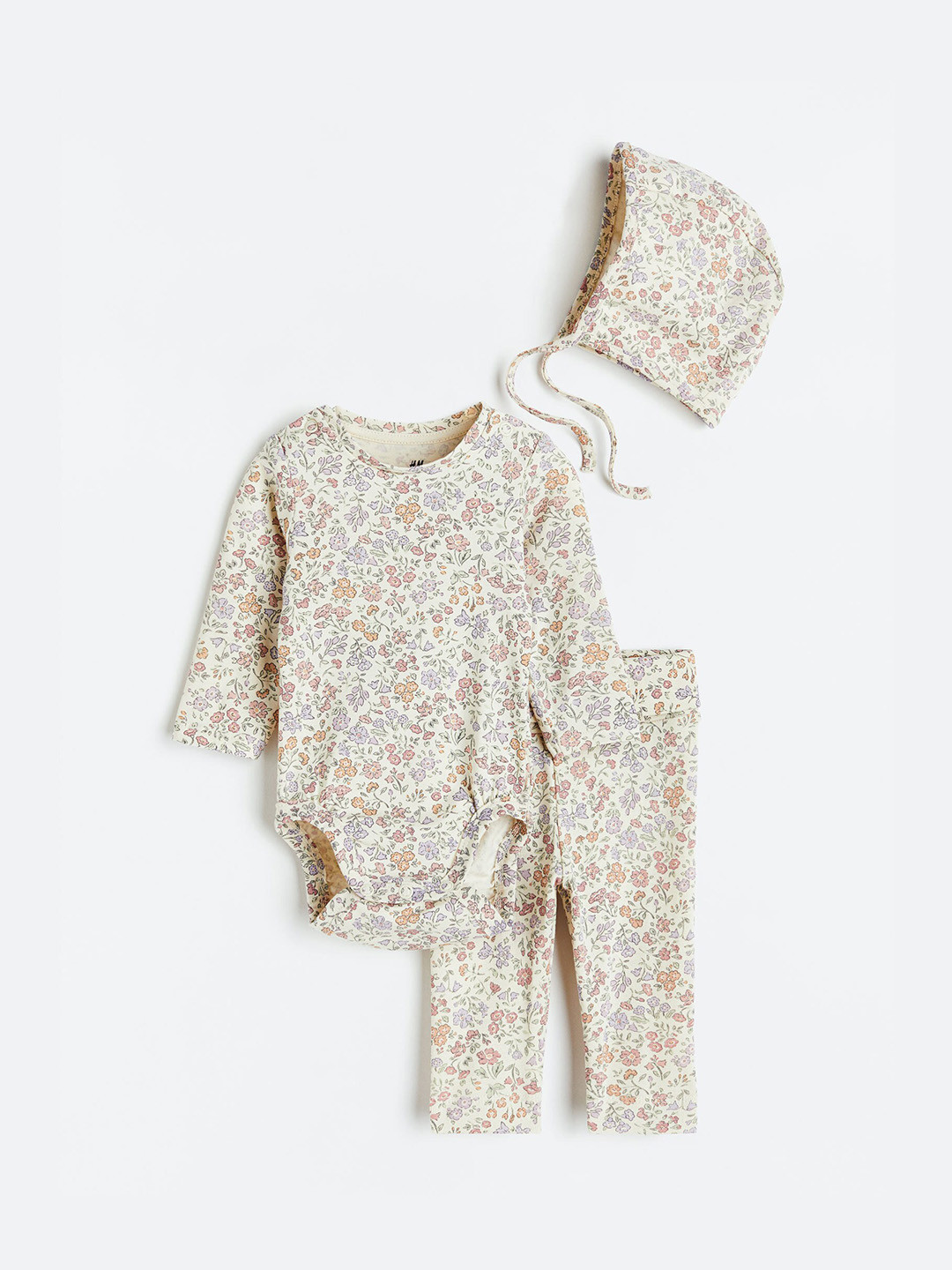 

H&M Girls 3-Piece Cotton Set, Beige