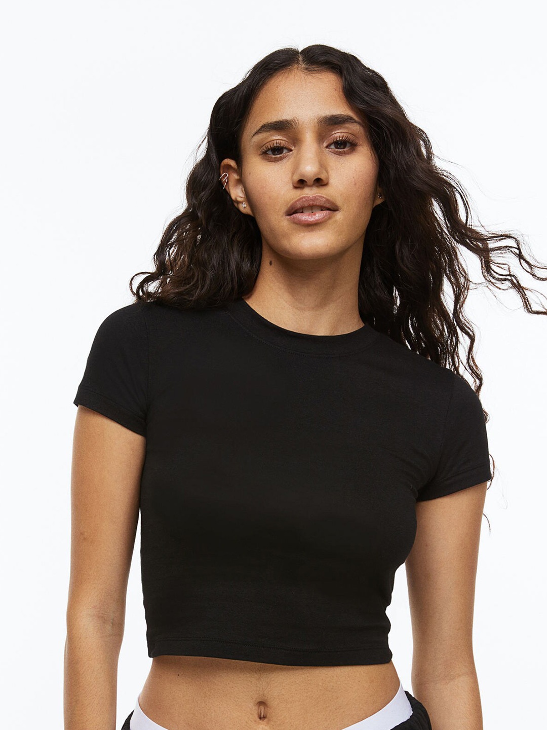 

H&M Women Cropped Top, Black
