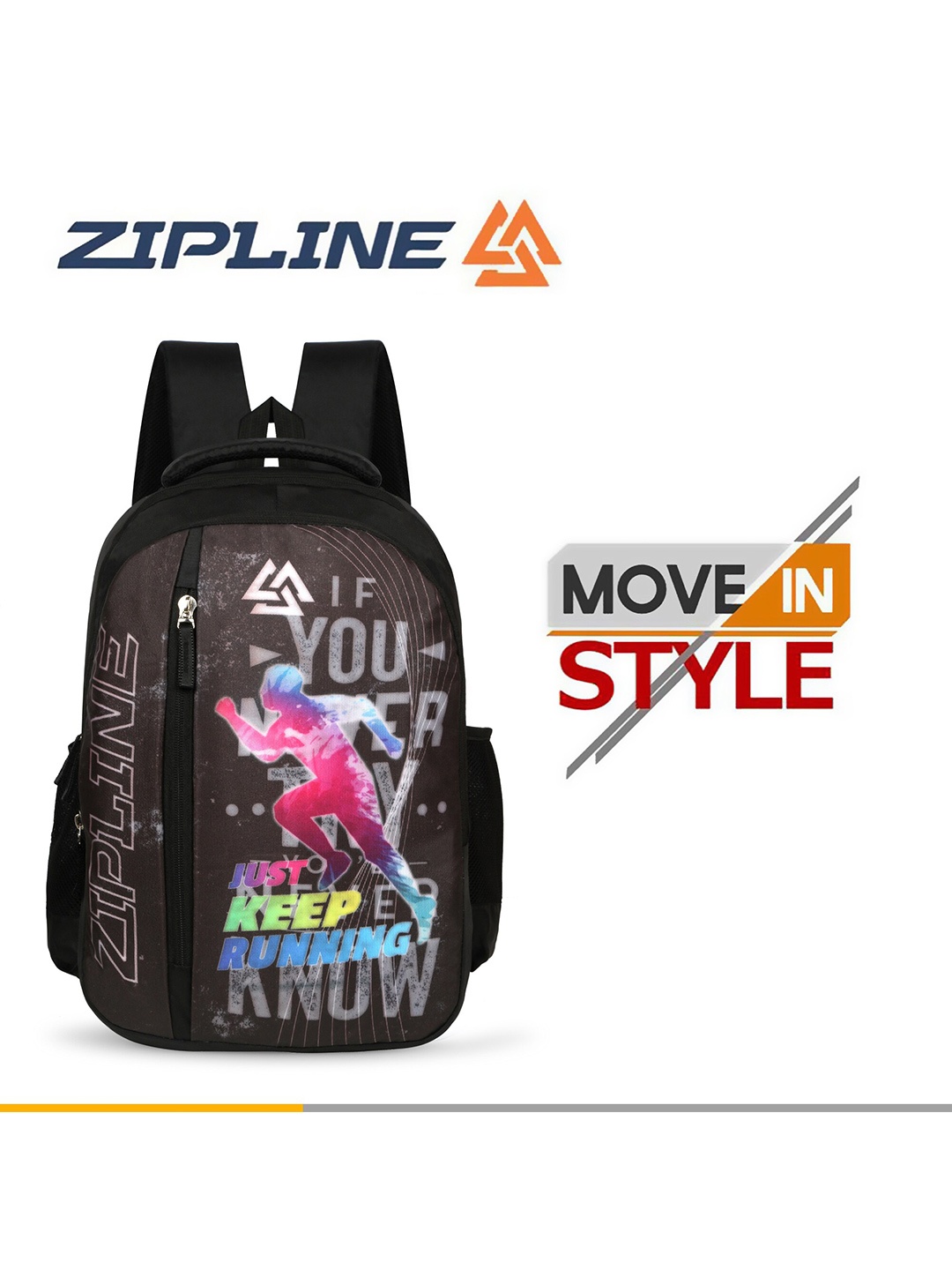 ZIPLINE Unisex Graphic Durabase Backpack, Black