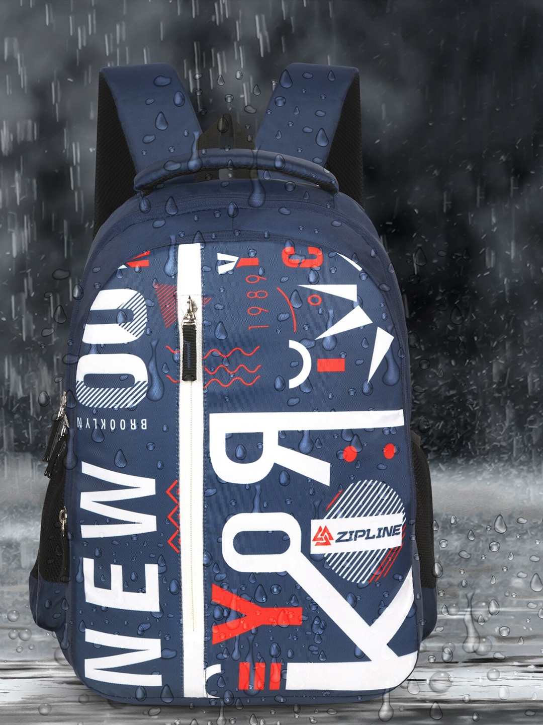 

ZIPLINE Unisex Typography Backpack, Blue