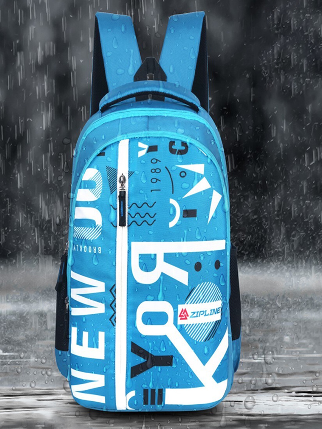 

ZIPLINE Unisex Typography Backpack, Teal