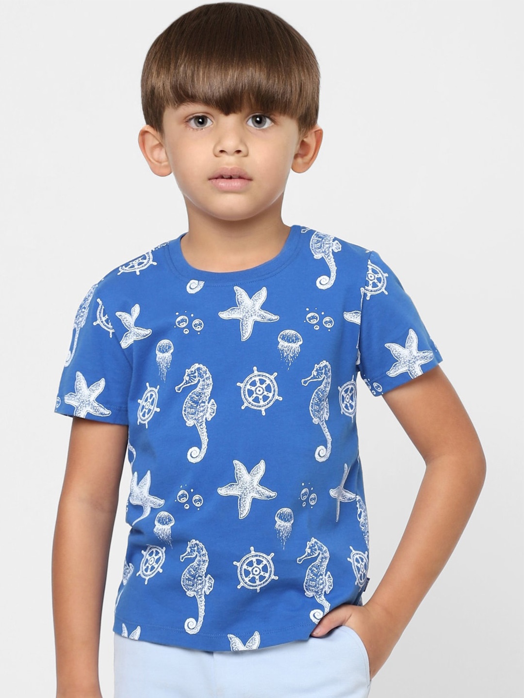 

Jack & Jones Junior Boys Printed Cotton T-shirt, Blue