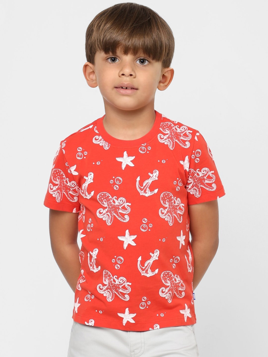 

Jack & Jones Junior Boys Printed Cotton T-shirt, Red