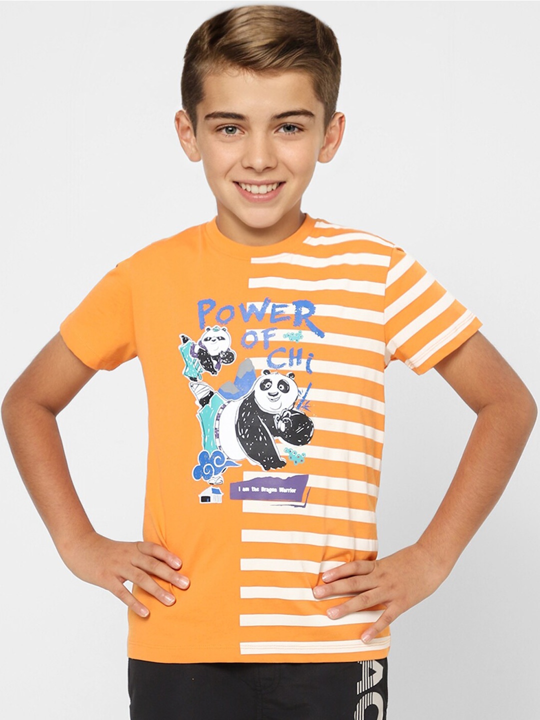 

Jack & Jones Junior Boys Kung Fu Panda Printed Cotton T-shirt, Orange