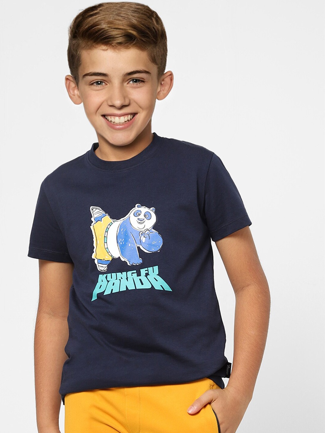 

Jack & Jones Junior Boys Kung Fu Panda Printed Cotton T-shirt, Navy blue