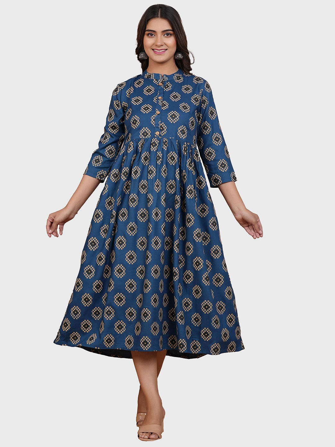 

ERISHA Women Printed Ethnic Dresses, Blue