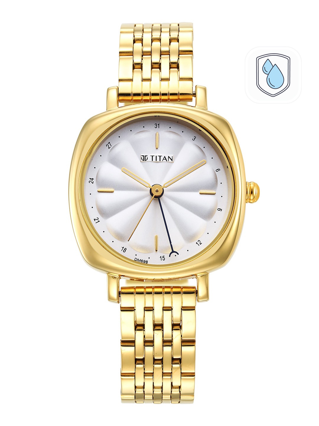 

Titan Women Brass Dial & Stainless Steel Bracelet Style Straps Analogue Watch 2689YM01, Gold