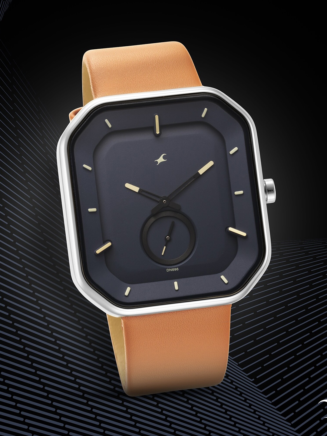 Fastrack Men Brass Dial & Leather Straps Analogue Watch 3272SL03, Brown