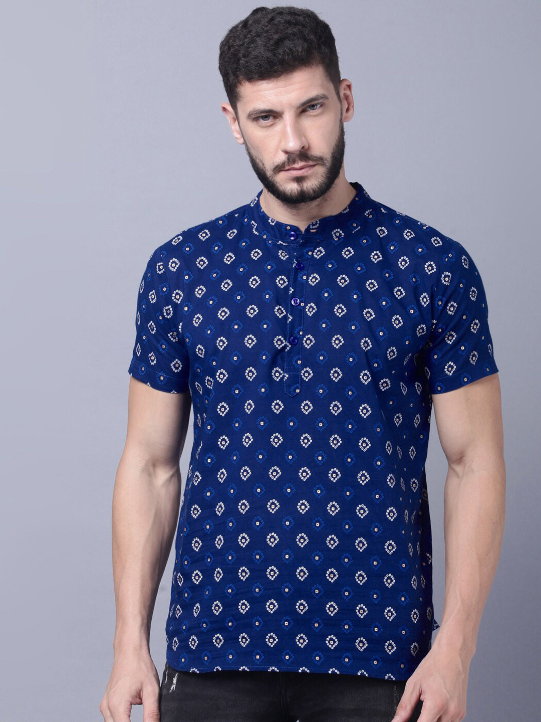 

THE EG STORE Bandhani Printed Pure Cotton Kurta, Blue