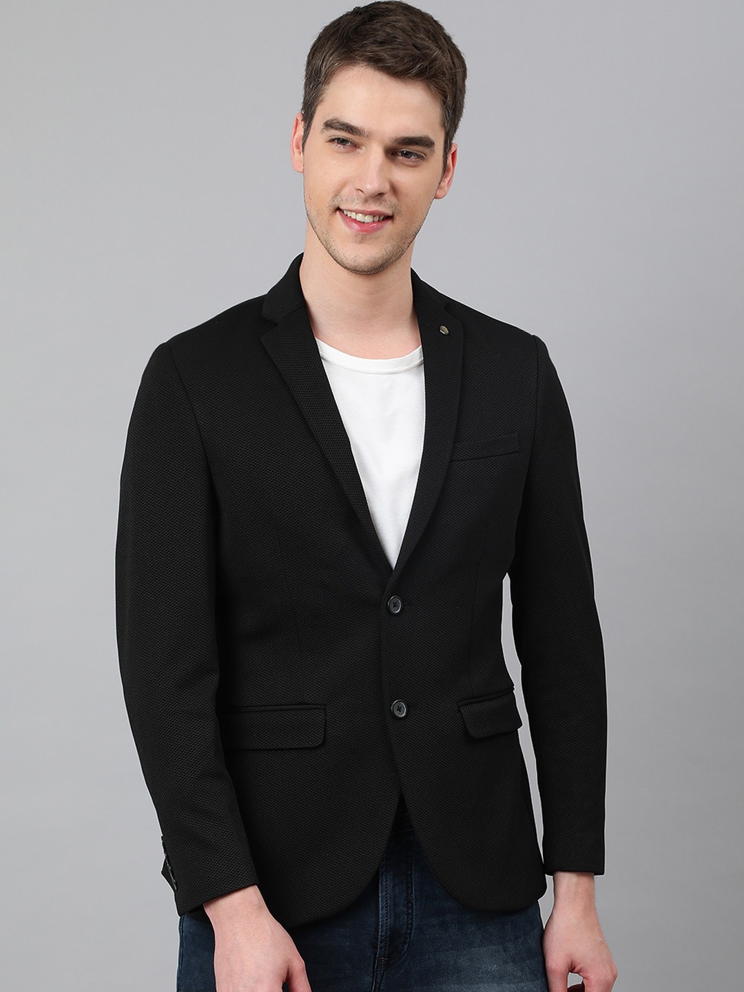 

Richlook Men Single-breasted Cotton Casual Blazer, Black