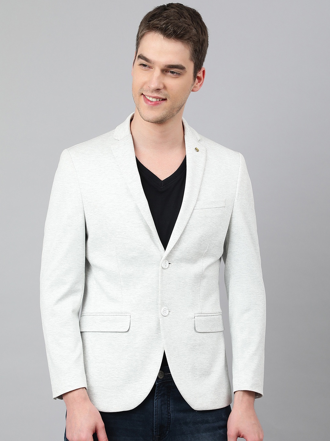 

Richlook Men Single-breasted Cotton Casual Blazer, Off white