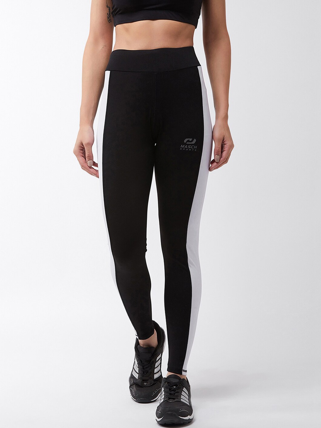 

Masch Sports Women Colourblocked Dry-Fit Ankle-Length Tights, Black