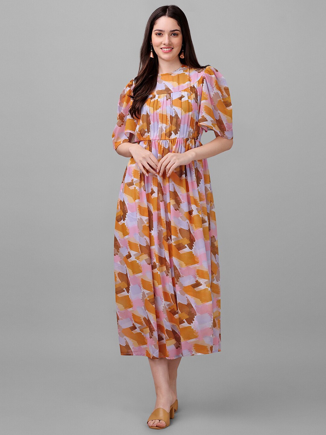 

Masakali.Co Printed Georgette A-Line Midi Dress, Multi
