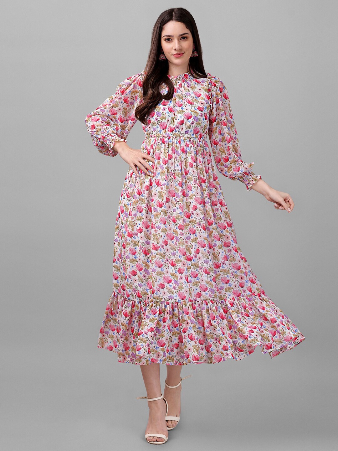 

Masakali Co Floral Georgette Midi Dress, Pink