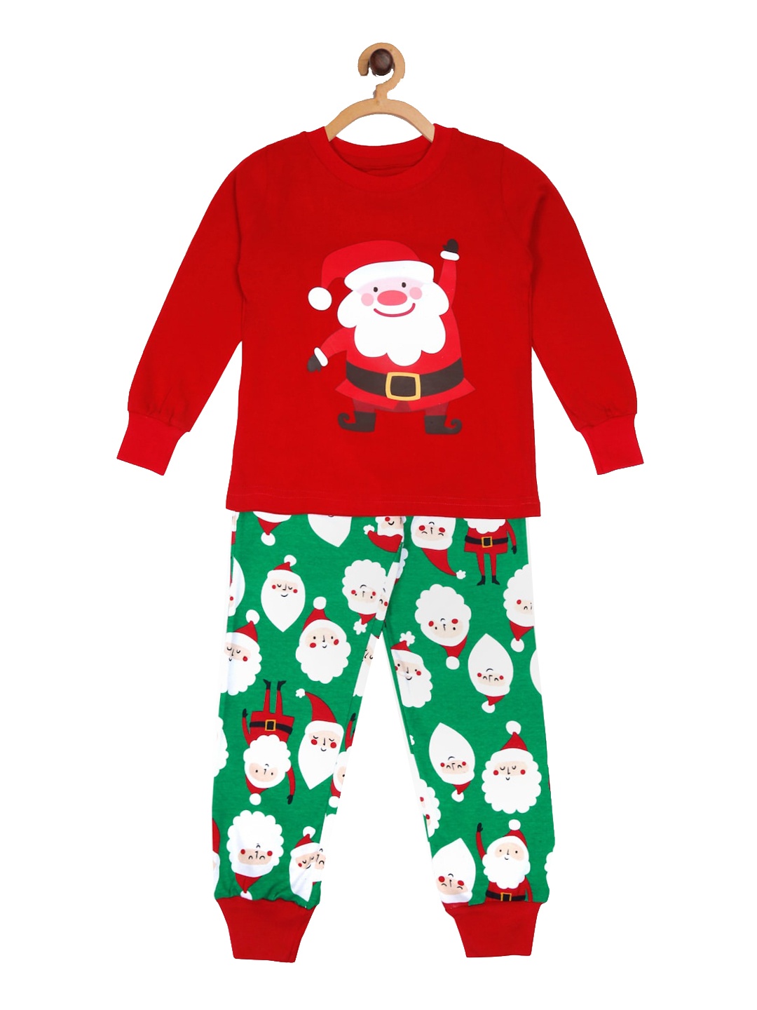 

Hippodrome Kids Christmas Santa Printed Pure Cotton Night suit, Red