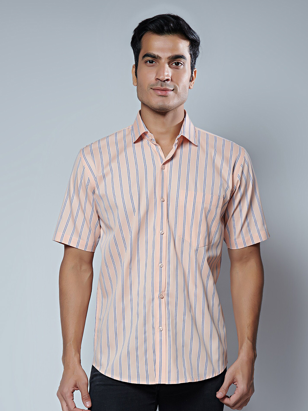 

MARK & ALBERT Men Slim Fit Striped Casual Shirt, Beige