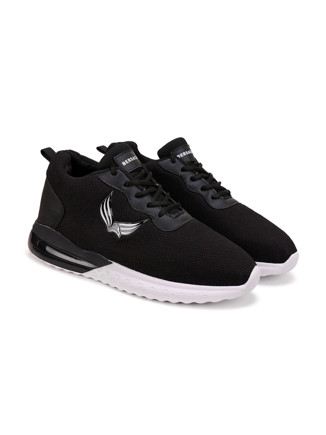 

BERSACHE Men Woven Design Sneakers, Black